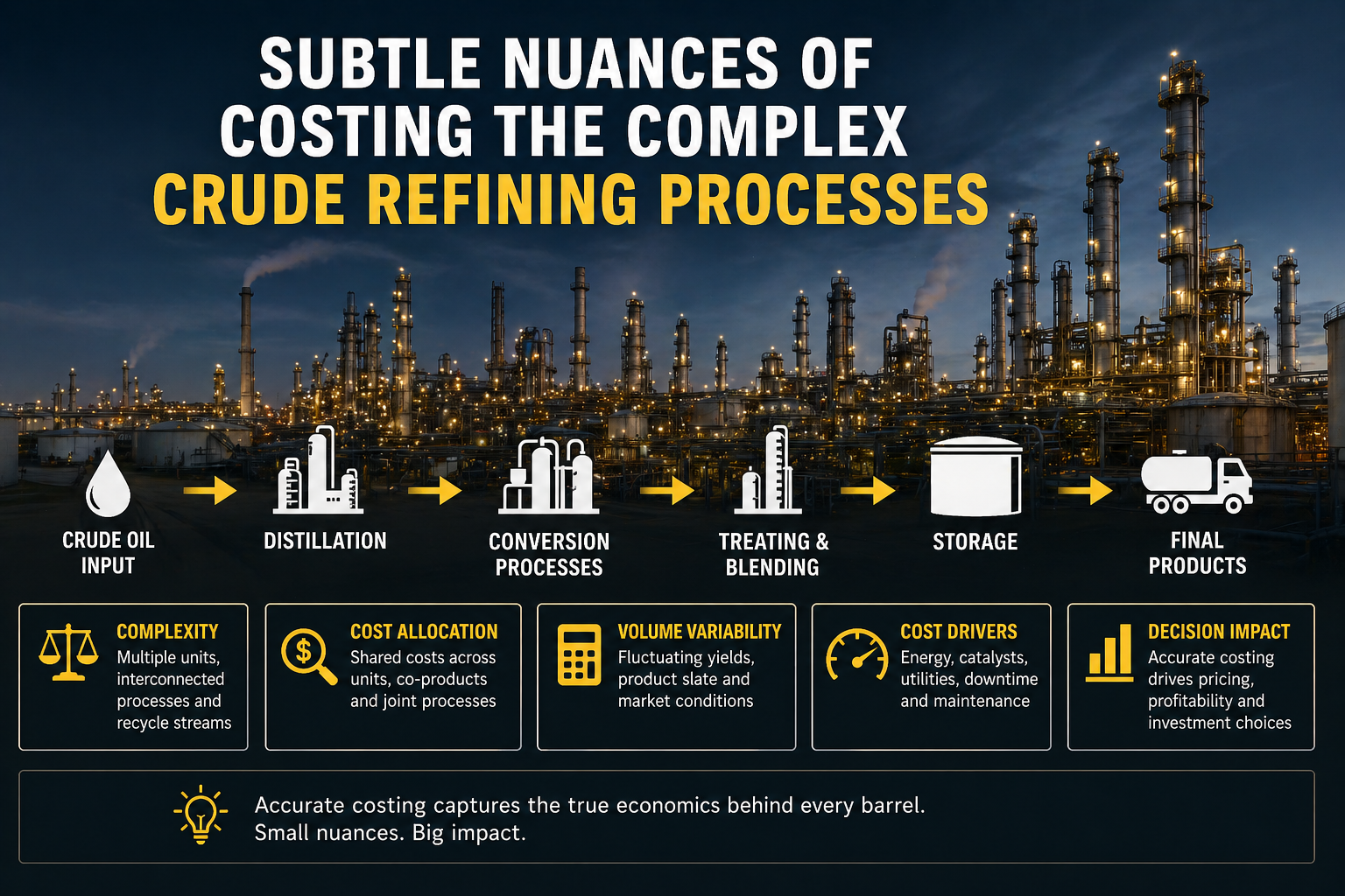 Subtle nuances of costing the complex crude refining processes